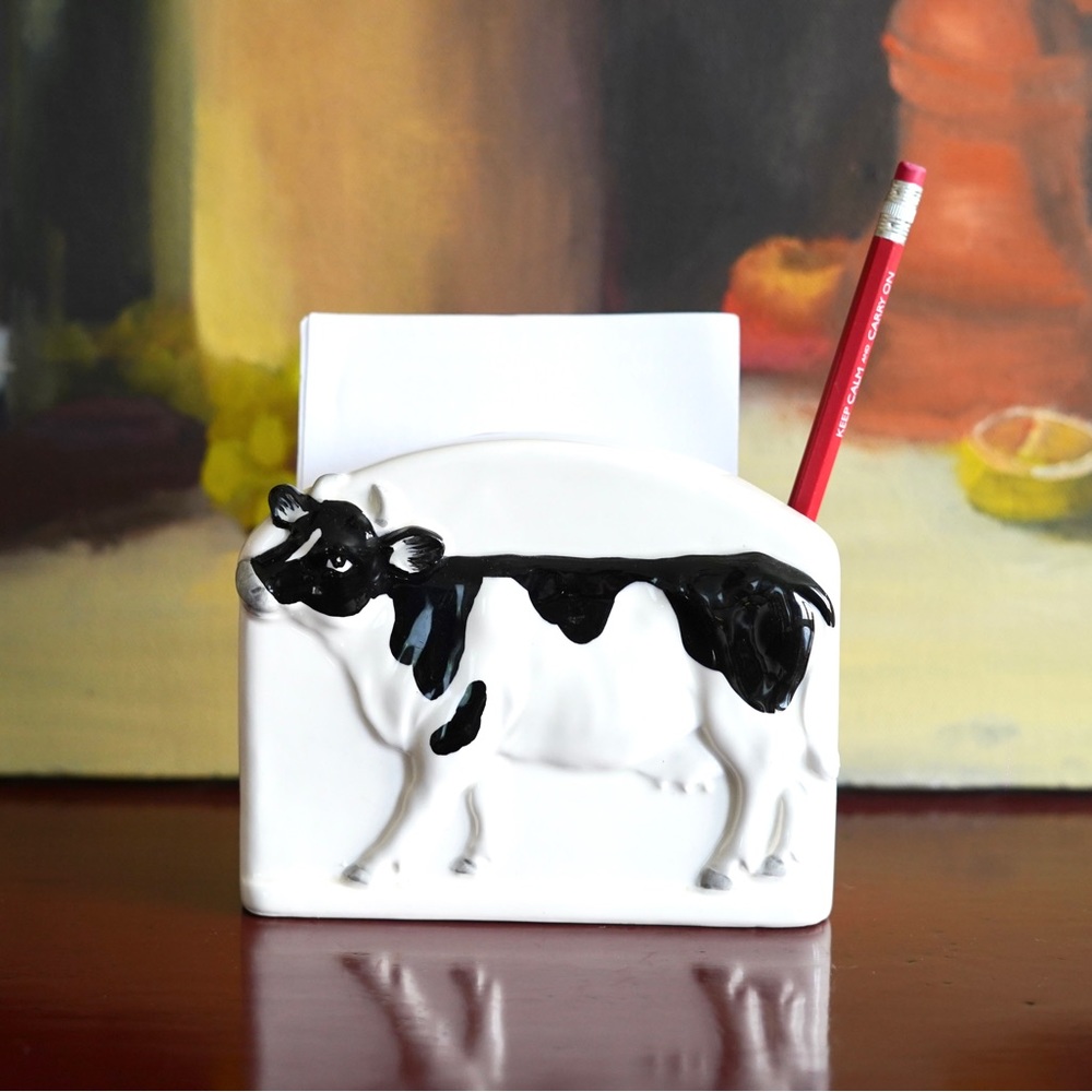 Ceramic Cow Note Holder